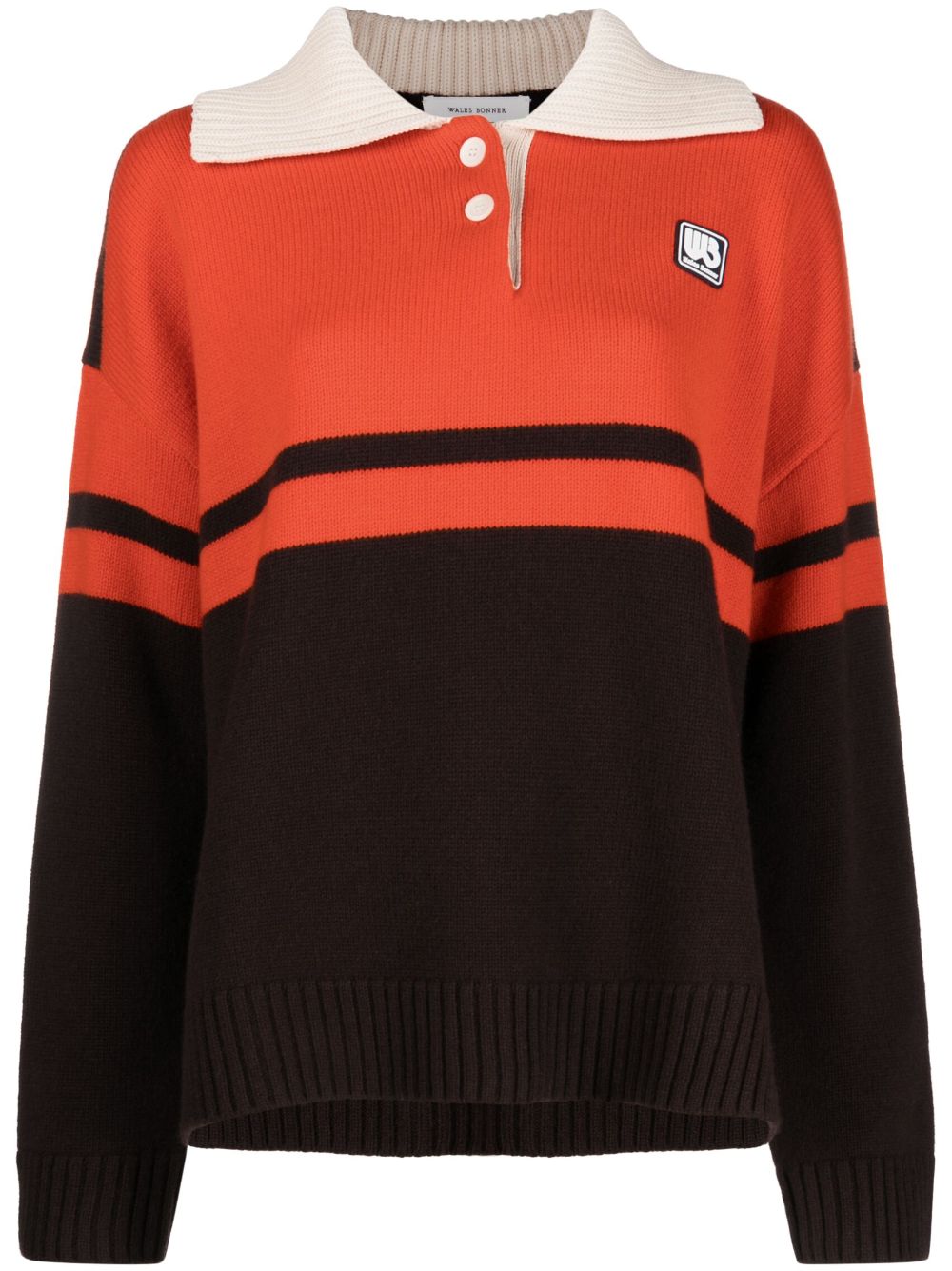 WALES BONNER-CALM POLO-WA23KN02 KN04 934 RED BLACK AND BEIGE