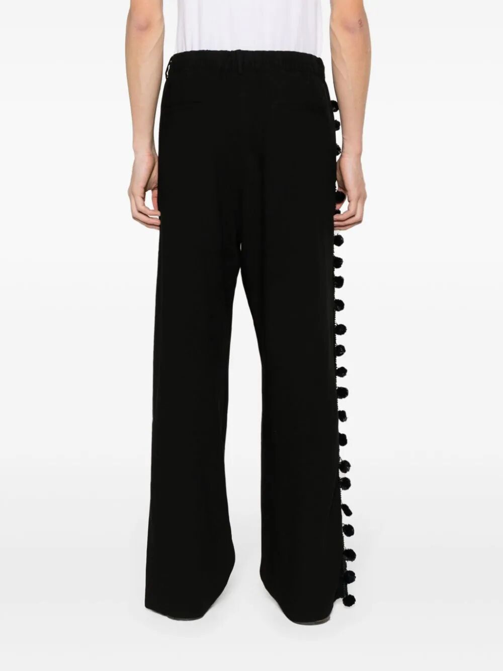 WALES BONNER-MENELIK FRINGED TROUSERS-MS24TR02 VI01 900 BLACK