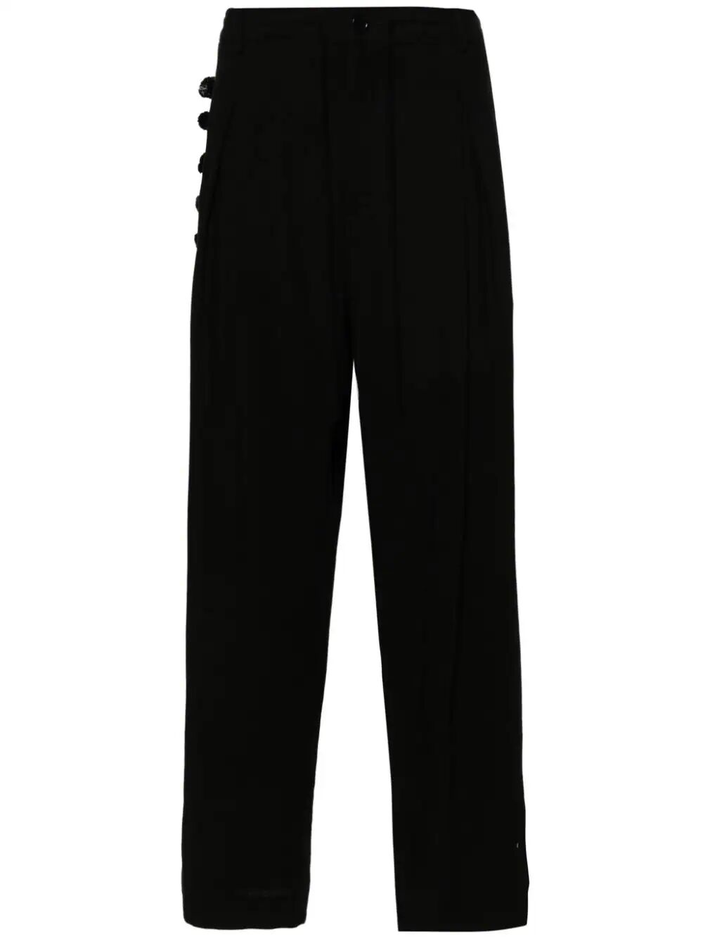 WALES BONNER-MENELIK FRINGED TROUSERS-MS24TR02 VI01 900 BLACK